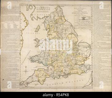 Una mappa di Inghilterra e Galles, ai fini di un gioco. Il Royal passatempo geografica, esibendo un Tour completo per montaggio passante in Inghilterra e nel Galles, da T. Jefferys. Londra, 1770. Fonte: Mappe * 1190.(5). Autore: Jefferys, Thomas. Foto Stock