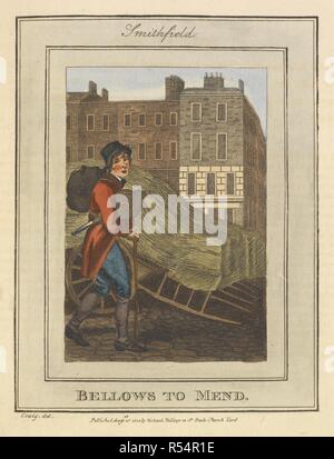 Mantice per il MEND. Smithfield. Moderno London; essendo la storia e lo stato attuale della metropoli britannica. Illustrato con numerose lastre di rame. [Da Richard Phillips.]. Londra : Richard Phillips, 1804. Fonte: 10349.h.13 della piastra 4. Foto Stock