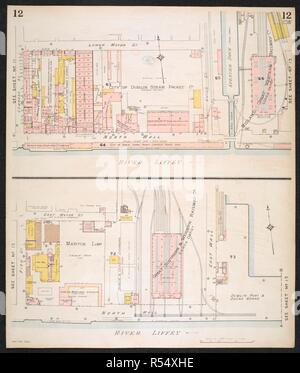 La sezione di una polizza di assicurazione della città di Dublino, che mostra alcune vie a nord del fiume Liffey. Piano di assicurazione della città di Dublino ... [Da] C.E. Pungolo ... Scala, 40 ft. = 1 inch ... Key-Plan, 600 ft. = 1 inch. Vol. 1. Londra : C.E. Pungolo, 1893. fol.; Scala, 40 ft. = 1 inch ... Key-Plan, 600 ft. = 1 inch. Fonte: maps.145.b.4.(2), il foglio 12. Foto Stock