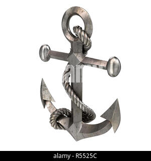 Ferro da stiro sea anchor isolato su un fondo bianco. 3d illustrazione Foto Stock