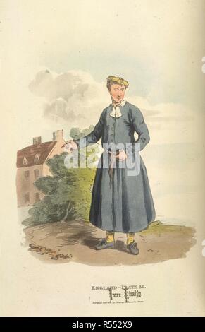 Blue Coat ragazzo. Il pittoresco di rappresentazioni di vestire e manne. Londra: Thomas M'magra, [ca. 1830]. Un Blu-coat ragazzo. Un alunno della Chiesa di Cristo ospedale. Immagine presa da pittoresche rappresentazioni di vestire e modi della lingua inglese. Illustrato in cinquanta incisioni colorate, con descrizioni. Originariamente pubblicato/prodotto a Londra: Thomas M'magra, [ca. 1830]. . Fonte: 7744.c.10, piastra XXXVI. Lingua: Inglese. Foto Stock