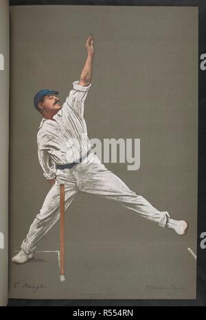 S. Haigh, Yorkshire. Schofield Haigh (1871-1921) era un Yorkshire e Inghilterra cricketer. L'Empire's Il Cricketers. Da disegni originali di A. Chevallier Tayler. Con biografie di G. W. Beldam. Stagione 1905 [48 piastre con il testo descrittivo.]. [Londra] : la raffinata arte della società, Ltd. 148 New Bond Street, W., [1905]. Fonte: C.194.c.87, la piastra 12. Lingua: Inglese. Foto Stock