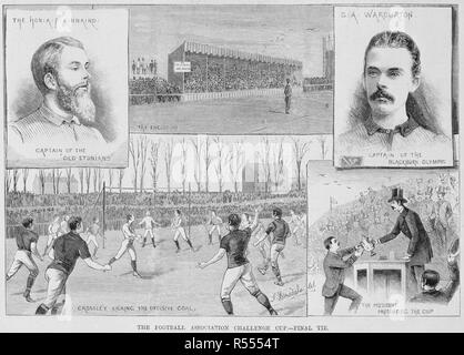 Una partita di calcio. Illustrato Sporting News. Londra, 7 aprile 1883. La Football Association Challenge Cup- Tirante finale'. Il confronto tra il Blackburn Olympic e Old Etonians. Immagine presa da illustrato Sporting News. Originariamente pubblicato/prodotto in London, Aprile 7, 1883. . Fonte: Colindale, 89. Lingua: Inglese. Foto Stock