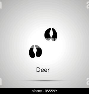 Le zampe di cervo, fasi impronte, semplice silhouette nero su grigio Illustrazione Vettoriale