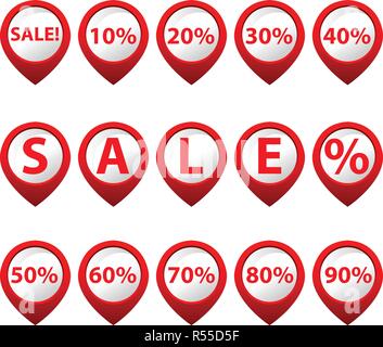 Imposta di vendita e sconto pulsanti web Illustrazione Vettoriale
