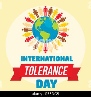 Tolleranza internazionale giorno concetto dello sfondo. Illustrazione piana della tolleranza internazionale giorno concetto vettoriale sfondo per web design Illustrazione Vettoriale