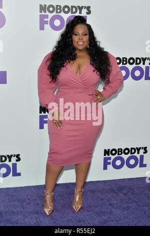 Amber Riley assiste 'Nessuno il fool' New York Premiere a AMC Lincoln Square Theatre su ottobre 28, 2018 a New York City. Foto Stock