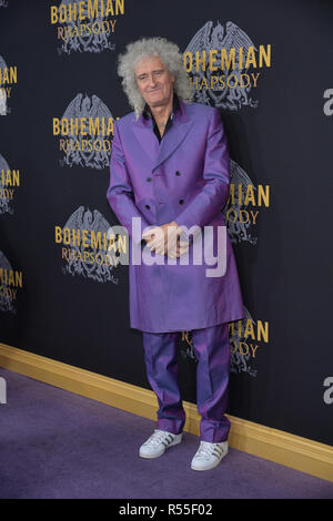 Brian può assiste "Bohemian Rhapsody' New York premiere presso il teatro di Parigi il 30 ottobre 2018 nella città di New York. Foto Stock