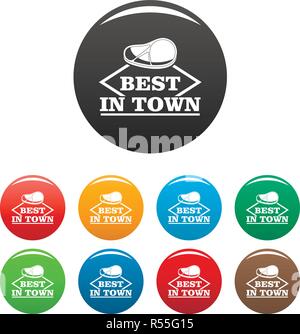 Migliori in città bistecca set di icone 9 vettore di colore isolato su bianco per qualsiasi design Illustrazione Vettoriale