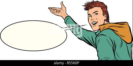 Giovane uomo presenta Illustrazione Vettoriale