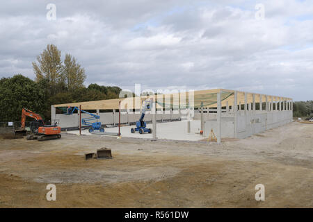 Buckingham, Regno Unito - 19 agosto 2018. Sito di costruzione di un nuovo supermercato Lidl in costruzione in Buckingham, Regno Unito. L'azienda mira ad avere 1000 memorizza un Foto Stock