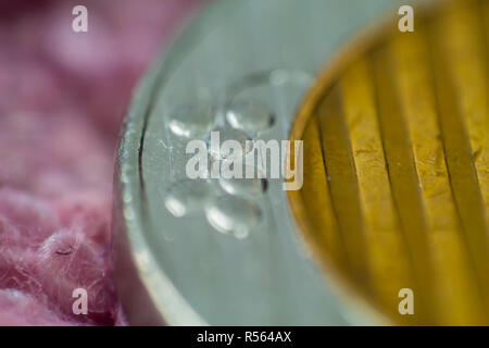 Macro closeup israeliani di denaro moneta di 10 shekel Foto Stock