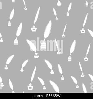 Feather Pen Pattern senza giunture Foto Stock