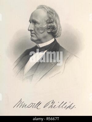 Wendell Phillips. Il panegirico [su Wendell Phillips]. Harper & Bros: New York, 1884. Wendell Phillips (1811-1884). Abolizionista americano. Ritratto. Immagine presa dall'elogio [su Wendell Phillips]. Fonte: 10882.i.16, frontespizio. Lingua: Inglese. Foto Stock