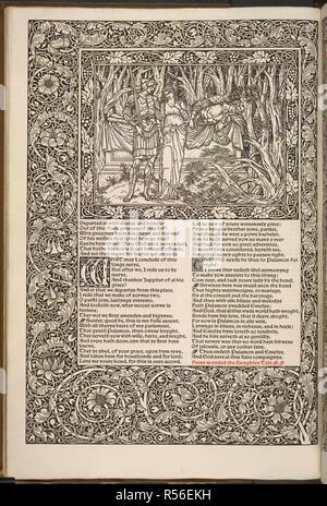 Cavaliere. Le opere di Geoffrey Chaucer adesso nuovamente impresso. Premere Kelmscott: Hammersmith, 1896. Palamon e Emily (Emeyle). Immagini tratte da opere di Geoffrey Chaucer adesso nuovamente impresso. (A cura di F. S. Ellis; ornate con immagini progettato da Sir Edward Burne-Jones e incisi su legno da W. H. Hooper.). Originariamente pubblicato/prodotto in Kelmscott Press: Hammersmith, 1896. . Fonte: C.43.h.19. Lingua: Inglese. Foto Stock