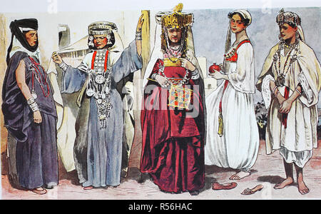 Abbigliamento, Moda in Algeria ad Algeri, intorno al XIX secolo, illustrazione, Algeria Foto Stock