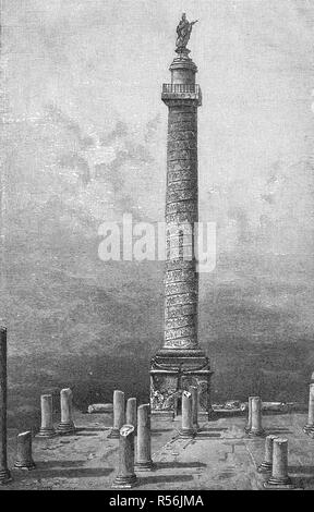 La colonna Trajans in Roma, 1880, xilografia, Italia Foto Stock