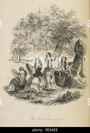 Illustrazione con il titolo " i cinque suore di York'. La vita e le avventure di Nicola Nickleby ... Con illustrazioni di Phiz [e un ritratto dello scrittore da D. Maclise]. Londra: Chapman & Hall, 1839 [1838 39]. Fonte: C.58.i.4 piastra affacciata a pagina 45. Lingua: Inglese. Autore: Dickens, Charles. Hablot Knight Browne Phiz. Foto Stock