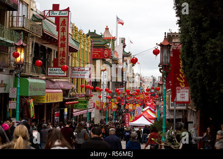 Chinatown di San Francisco durante il Capodanno cinese anni Foto Stock