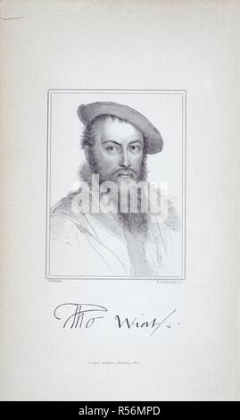 Sir Thomas Wyatt. Le opere poetiche di Sir Thomas Wyatt. [Con un po. William Pickering: Londra, 1831. Sir Thomas Wyatt (1503-1542). Poeta inglese e cortigiano. Ritratto. Immagine presa da opere poetiche di Sir Thomas Wyatt. [Con un ritratto.] copiosa MS. Note [da F. T. Palgrave.]. Originariamente pubblicato/prodotto in William Pickering: Londra, 1831. . Fonte: C.117.aa.3, frontespizio. Lingua: Inglese. Foto Stock