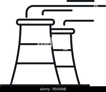 Impianto di alimentazione e la relativa icona. Illustrazione di contorno della power plant icona vettoriali per il web design isolato su sfondo bianco Illustrazione Vettoriale