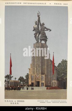 U.R.S.S. La Russia S.S.R.R. Archhitecte: Iofan - collaborateurs Francais: BonnÃ¨res - Coquet - Jossilevitch, architectes. Il Soviet padiglione russo. Exposition internationale des Arts et des tecniche aÌ appliqueÌs€ La vie moderne, Parigi, 1937. Album officiel. [Paris : Exposition internationale des arts et techniques], 1937. L'esposizione internazionale dedicata all'arte e tecnologia nella vita moderna) è stato tenuto dal 25 maggio al 25 novembre 1937 a Parigi, Francia. Fonte: L.49/2203 piastra 12. Lingua: Francese. Foto Stock