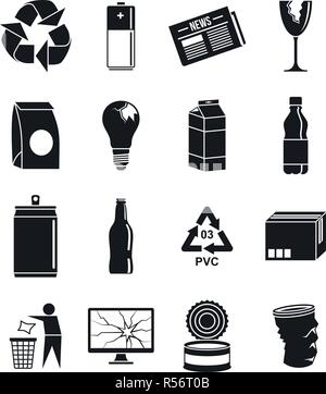Eco ricicla day icona set. Semplice insieme di eco ricicla giorno icone vettoriali per il web design su sfondo bianco Illustrazione Vettoriale