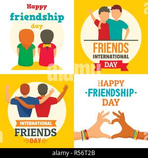 Amici giorno set di banner. Illustrazione piana di amici giorno vettore set di banner per il web design Illustrazione Vettoriale