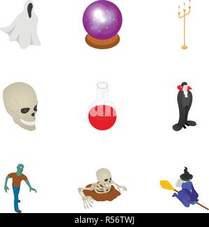 Festa di Halloween icona set. Set isometrica della festa di Halloween icone vettoriali per il web design isolato su sfondo bianco Illustrazione Vettoriale