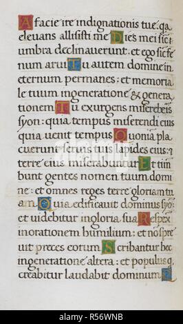 Pagina di testo; Salmo 101. Mirandola ore. L'Italia, circa 1490-1499. [Intero folio] pagina di testo dai Salmi penitenziali. Il Salmo 101 immagine presa da Mirandola ore. Originariamente pubblicato/prodotto in Italia, circa 1490-1499. Fonte: Aggiungi. 50002, f.68v. Lingue: Latina. Foto Stock