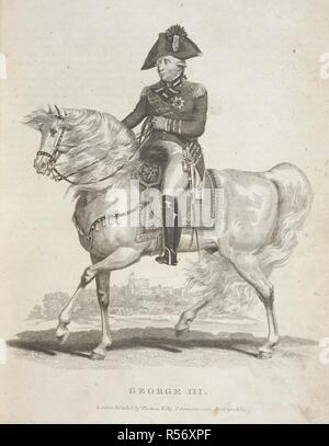 George III. George III (George William Frederick; 4 Giugno 1738 â€" 29 Gennaio 1820). Re di Gran Bretagna e Irlanda, e più tardi re del Regno Unito di Gran Bretagna e Irlanda e di Hannover. La storia della Rivoluzione Francese e delle guerre prodotte da tale evento ... ...; e la ... La battaglia di Waterloo. Londra : T. Kelly, 1820-22. Fonte: 9525.f.1 volume 1 piastra da parte opposta alla pagina 100. Autore: Christopher Kelly. Foto Stock