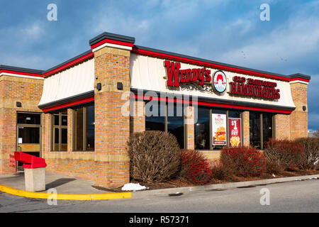 Un Wendy's restaurant in Amsterdam, NY USA. Foto Stock