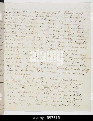 Lettera da Charles Dickens a Catherine Hogarth, maggio 1835. Lettere di Charles Dickens a sua moglie Caterina, nÃ©e Hogarth; maggio 1835-5 nov. 1867, n.d. Autografo. La serie comprende 136 lettere, di cui i primi sessanta (per lo più prive di data) sono state scritte prima del loro matrimonio il 2 aprile 1836, e gli ultimi quattro dopo la loro separazione nel 1858. Maggio 1835. Fonte: Aggiungi. 43689 f.3. Foto Stock