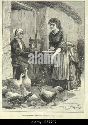 La povertà in Irlanda. Illustrated London News. Londra, 21 aprile 1888. Schizzi irlandese: pollame riproduttore di pagare l'affitto". Immagine presa da Illustrated London News. Originariamente pubblicato/prodotto in London, Aprile 21st, 1888. . Fonte: P.P.7611 volume 92, 462 (sinistra). Foto Stock