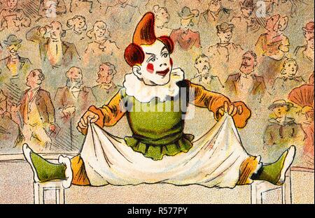 Un clown bilanciamento tra due sedie. Il Circo libro. [Foto per bambini.]. G. Routledge & Sons: [Londra; litografato in Olanda, 1890.]. Fonte: 12807.s.62 pagina 4 dettaglio. Lingua: Inglese. Autore: ANON. Foto Stock