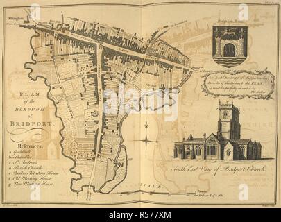 Un piano di Bridport. La storia e le antichità della contea del Dorset; ... con una copia del libro di Domesday e Inquisitio Gheldi per la contea; ... alcuni notevoli elementi di storia naturale; ... una mappa, ecc. Londra : W. Bowyer e J. Nichols, 1774. Fonte: 456.g.5. Lingua: Inglese. Autore: Mike Hutchins, John. Foto Stock