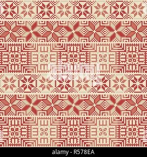 Seamless pattern design tradizionale con ricamo palestinese motif Illustrazione Vettoriale