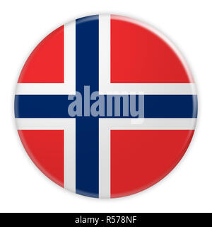 Bandiera della Norvegia pulsante, News Concept Badge, 3d illustrazione su sfondo bianco Foto Stock