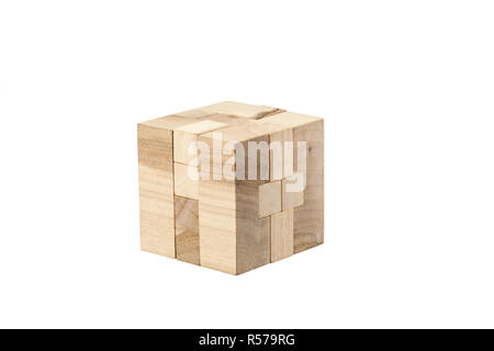 Il puzzle in legno - gioco con blocchi Foto Stock