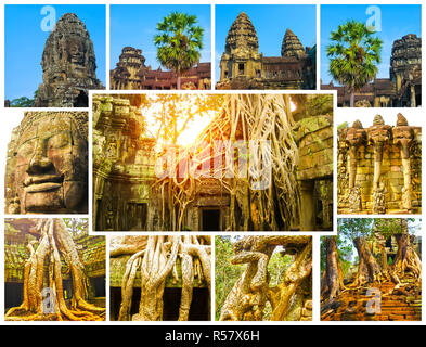 Il collage di immagini di Angkor Wat in Cambogia Foto Stock