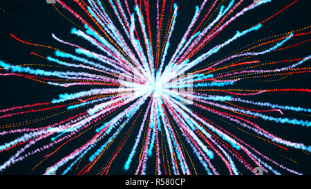 Esplosione di particelle. Festosi fuochi d'artificio Foto Stock