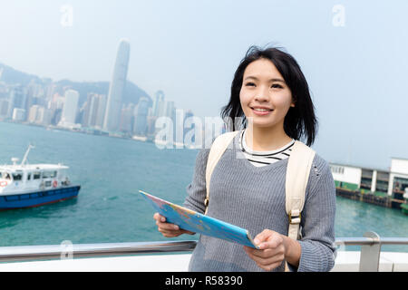 Donna go travel in Hong Kong Foto Stock