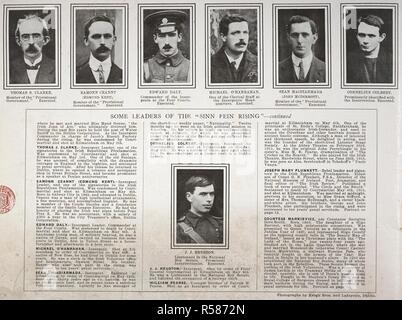 'Some leader della 'Sinn Fein" in crescita': Thomas A. Clarke; Eamonn Ceannt (Edmund Kent); Edward Daly; Michel O'Hanrahan; Sean MacDiarmada; e Cornelius Colbert. J.j. Stazione di Heuston. Dublino e il â€oeSinn FÃ©aumento,â€ ecc. [Con illustrazioni, inclusi i ritratti e facsimili.]. Dublino : Wilson Hartnell & Co., [1916]. Fonte: 9508.f.10 pagina 28. Autore: Lafayette e Keogh Bros. Foto Stock