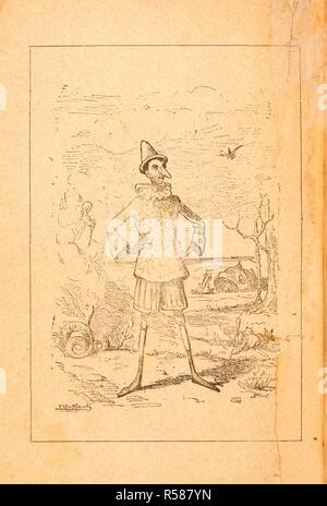 Pinocchio. Le avventure di Pinocchio. Storia di un burattino. Firenze: Felice Paggi, 1883. Pinocchio. Immagine presa da Le avventure di Pinocchio. Storia di un burattino. Illustrata da E. Mazzanti. Originariamente pubblicato/prodotto in Firenze: Felice Paggi, 1883. . Fonte: C.186.aa.5, frontespizio. Lingua: Italiano. Foto Stock