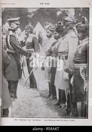 'Non 'addio ma 'au revoir." Lord Kitchener con l'esercito in India. La guerra. Settembre 12th, 1914. Fonte: La guerra, pagina 3. Foto Stock