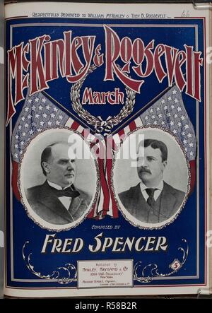 Coperchio di musica. Ritratti fotografici di Presidenti William McKinley e Theodore Roosevelt. McKinley e Roosevelt. Marzo. New York, Chicago : Howley, Haviland & Co, 1900. Fonte: H.3282.bb.(66). Foto Stock