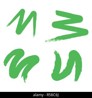 Set di dipinto a mano i tratti di pennello. Verde pennello Acquerelli etichetta e l'icona. Illustrazione Vettoriale Illustrazione Vettoriale