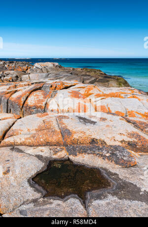 Le spiagge incontaminate della Tasmania, i giardini situato nel nord-est della baia di incendi regione, incontaminate di sabbia bianca impostazione della scena un idilliaco rifugio. Foto Stock