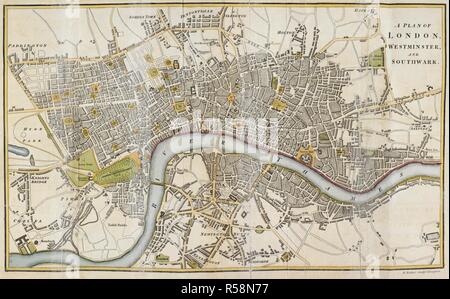 Un piano di Londra, Westminster e la Southwark. Tour di Londra, in 'i turisti britannici; o, Traveller's Pocket Companion attraverso Inghilterra, Galles, Scozia e Irlanda. La comprensione dei più celebri guidate nelle isole britanniche. Londra, 1806. Fonte: 10348.a.23 il volume 6. Autore: THOMAS PENNANT. Foto Stock