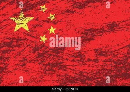 Vector grunge bandiera della Cina sullo sfondo Illustrazione Vettoriale